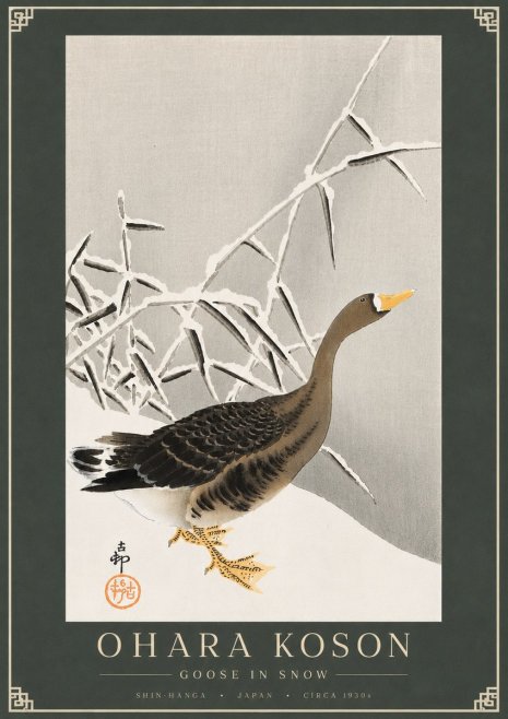 Ohara Koson Goose in Snow No4 - Poster