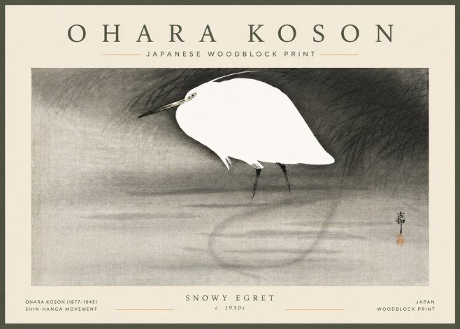Ohara Koson Snowy Egret No5 - Poster
