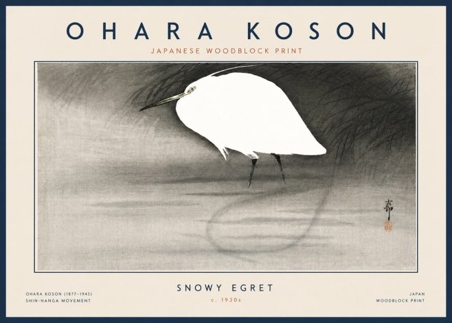 Ohara Koson Snowy Egret No6 - Poster