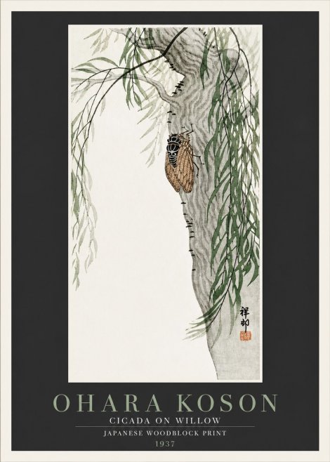 Ohara Koson Cicada on Willow No4 - Poster