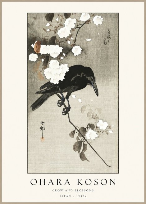 Ohara Koson Crow and Blossoms II No1 - Poster