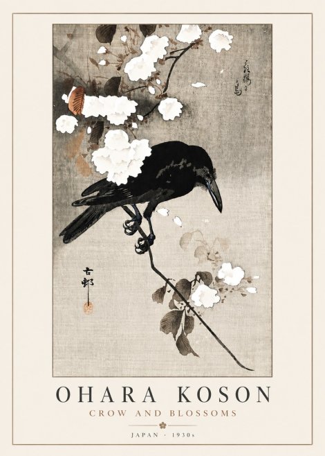 Ohara Koson Crow and Blossoms II No4 - Poster
