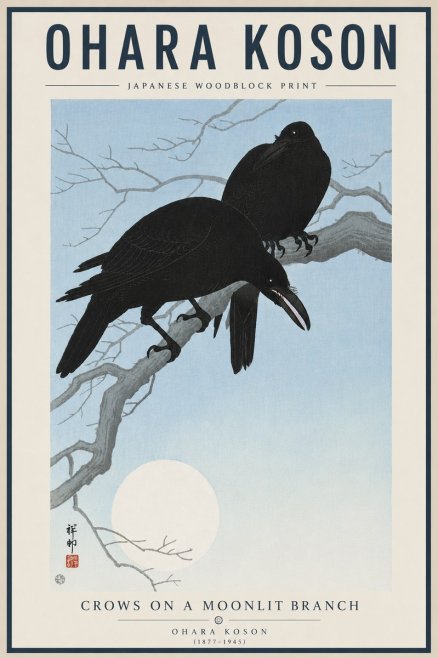 Ohara Koson Crows on a Moonlit Branch No5 - Poster