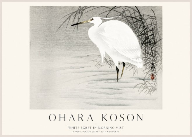 Ohara Koson White Egret in Morning Mist No1 - Poster