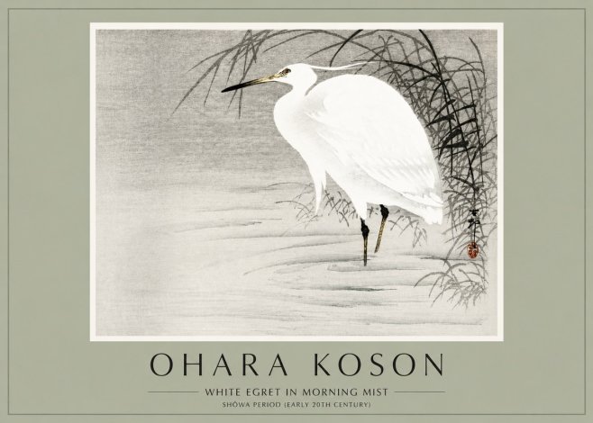 Ohara Koson White Egret in Morning Mist No2 - Poster