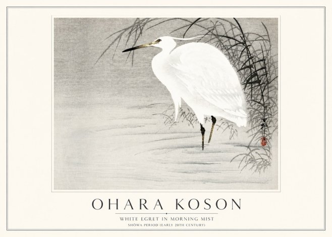 Ohara Koson White Egret in Morning Mist No3 - Poster