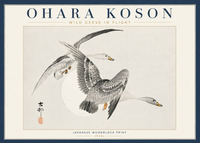 Ohara Koson Wild Geese in Flight I No6 - Poster