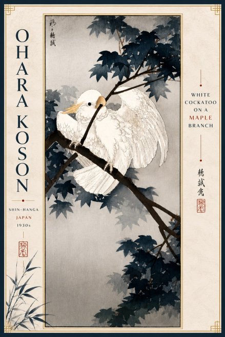 Ohara Koson White Cockatoo on a Maple Branch No4 - Poster