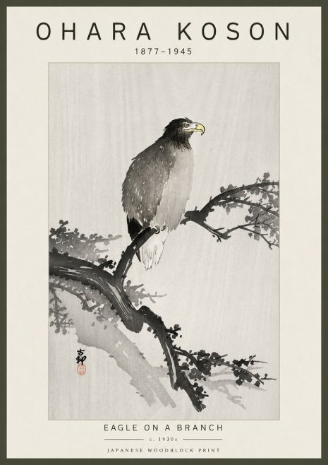 Ohara Koson Eagle on a Branch I No6 - Poster