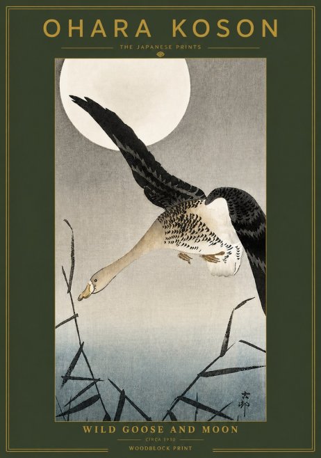 Ohara Koson Wild Goose and Moon No4 - Poster