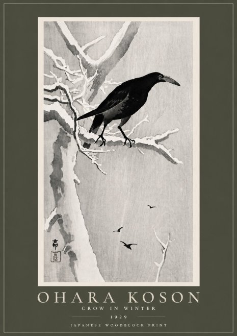 Ohara Koson Crow in Winter I No5 - Poster