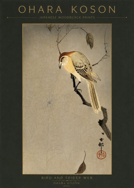 Ohara Koson Bird and Spider Web I No2 - Poster