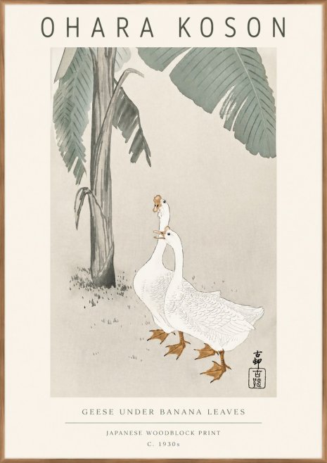 Ohara Koson Geese Under Banana Leaves No3 - Poster