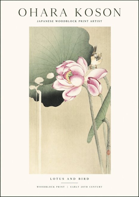 Ohara Koson Lotus and Bird No1 - Poster