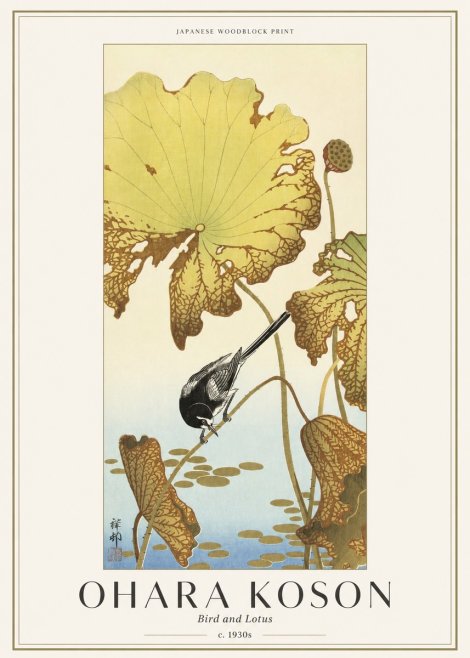 Ohara Koson Bird and Lotus No1 - Poster