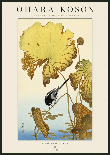 Ohara Koson Bird and Lotus No5 - Poster
