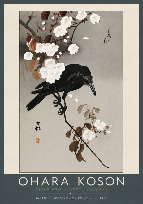 Ohara Koson Crow and Cherry Blossoms No5 - Poster