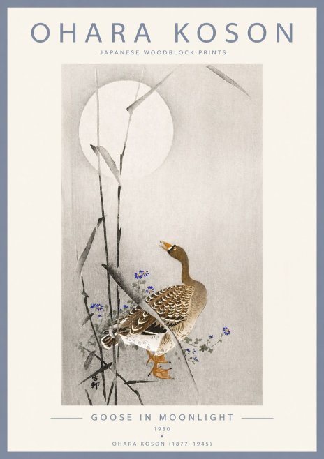 Ohara Koson Goose in Moonlight No4 - Poster