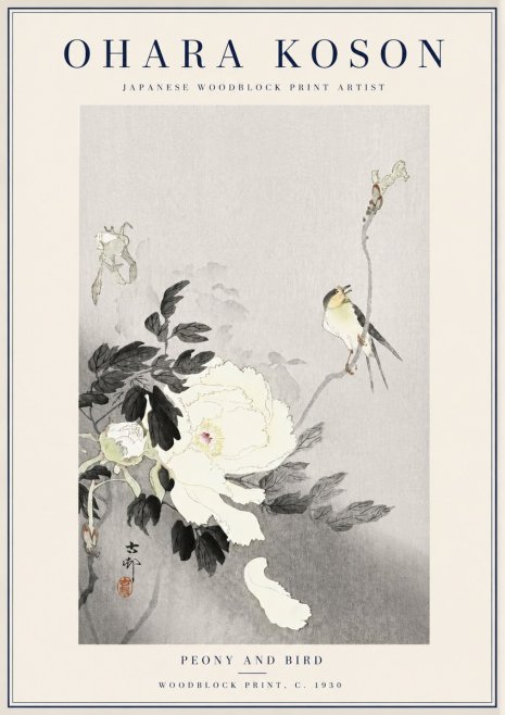 Ohara Koson Peony and Bird No3 - Poster