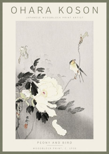 Ohara Koson Peony and Bird No5 - Poster