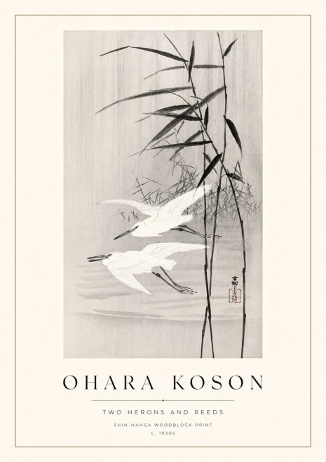 Ohara Koson Two Herons and Reeds No1 - Poster