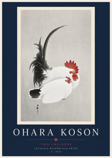Ohara Koson Two Chickens No3 - Poster