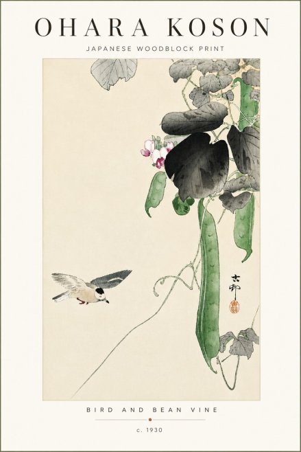 Ohara Koson Bird and Bean Vine No4 - Poster
