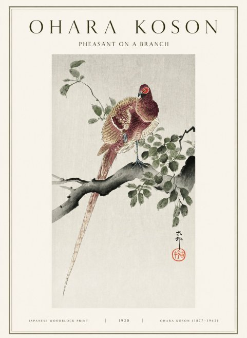 Ohara Koson Pheasant on a Branch No1 - Poster