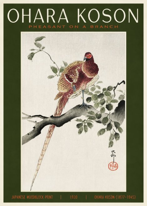Ohara Koson Pheasant on a Branch No2 - Poster