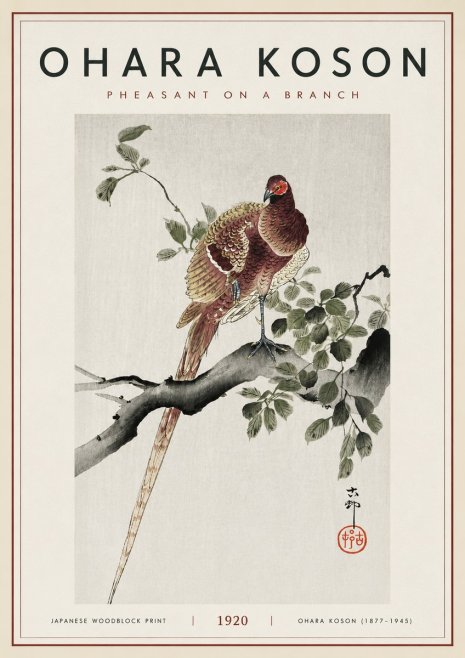 Ohara Koson Pheasant on a Branch No6 - Poster