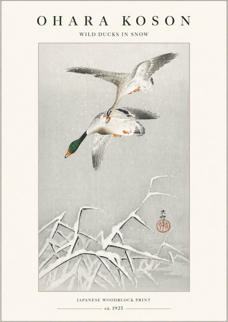 Ohara Koson Wild Ducks in Snow No1 - Poster