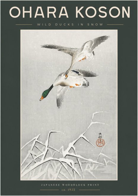 Ohara Koson Wild Ducks in Snow No2 - Poster