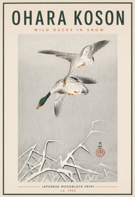 Ohara Koson Wild Ducks in Snow No4 - Poster