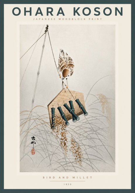 Ohara Koson Bird and Millet No4 - Poster