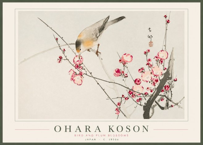 Ohara Koson Bird and Plum Blossoms No2 - Poster