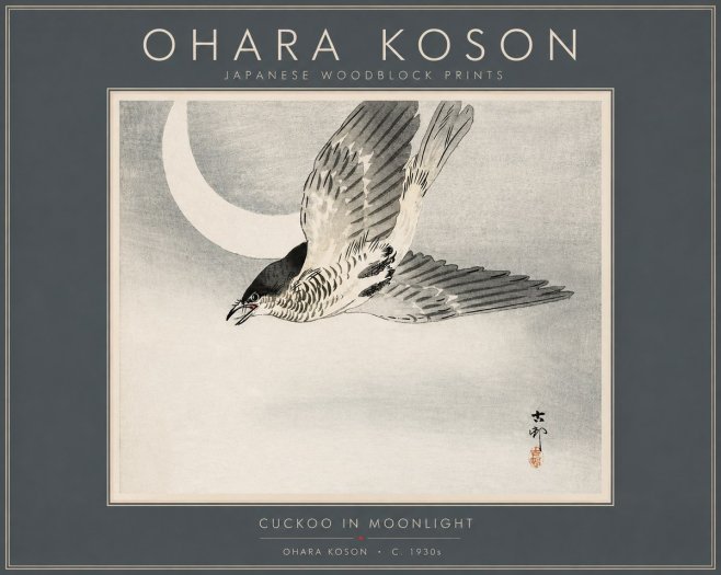 Ohara Koson Cuckoo in Moonlight No2 - Poster