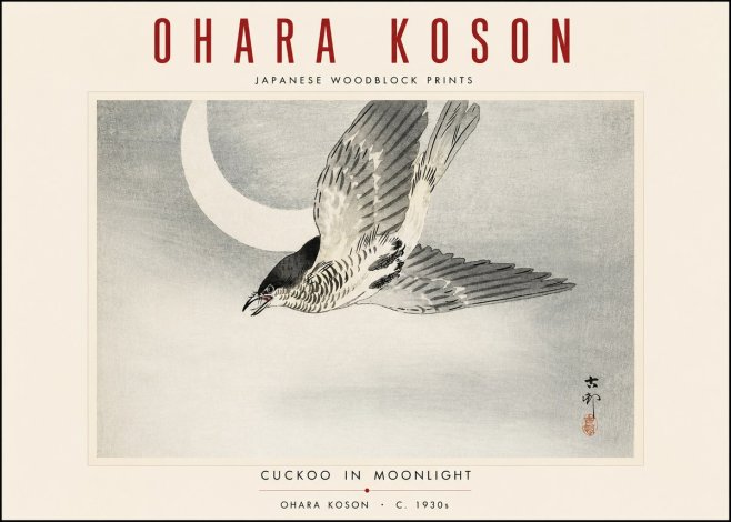 Ohara Koson Cuckoo in Moonlight No3 - Poster