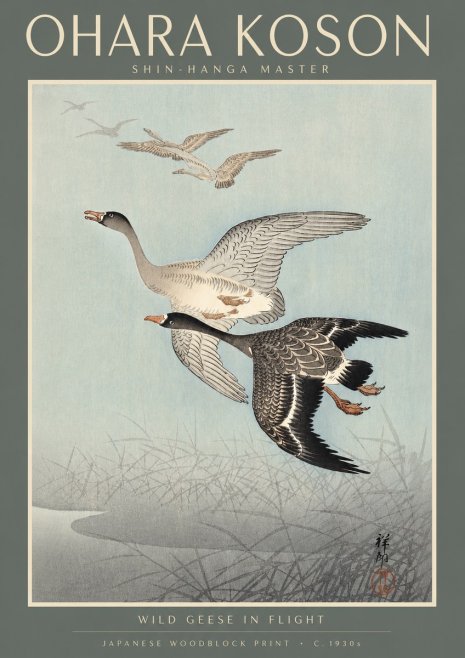 Ohara Koson Wild Geese in Flight II No4 - Poster