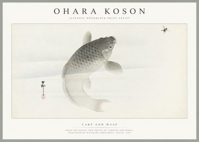 Ohara Koson Carp and Wasp No1 - Poster
