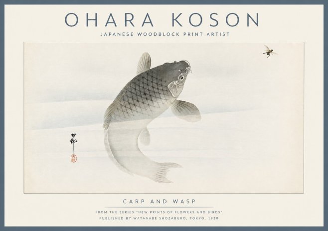 Ohara Koson Carp and Wasp No6 - Poster
