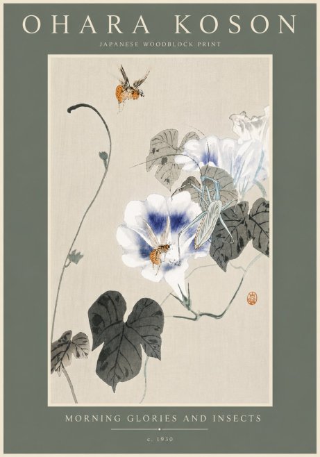 Ohara Koson Morning Glories and Insects No5 - Poster