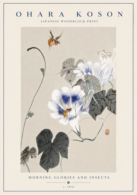 Ohara Koson Morning Glories and Insects No6 - Poster