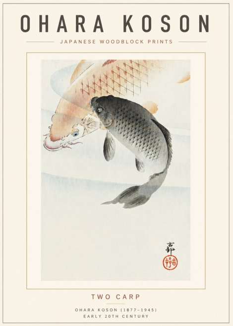 Ohara Koson Two Carp No4 - Poster