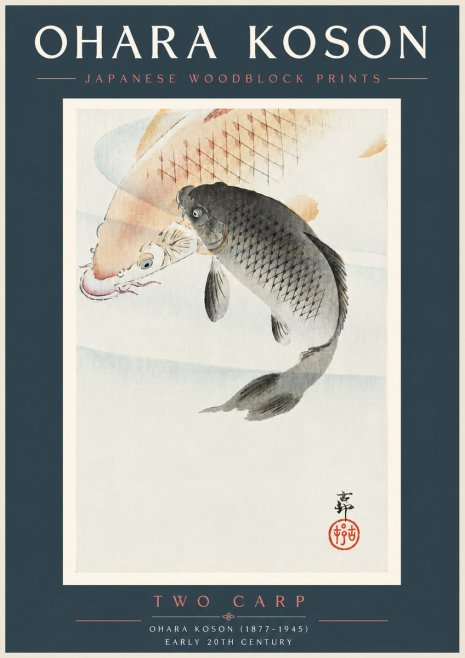 Ohara Koson Two Carp No5 - Poster