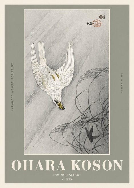 Ohara Koson Diving Falcon No2 - Poster