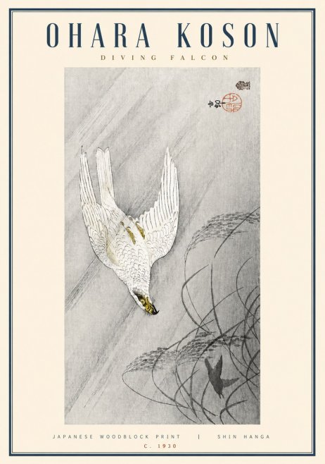Ohara Koson Diving Falcon No3 - Poster