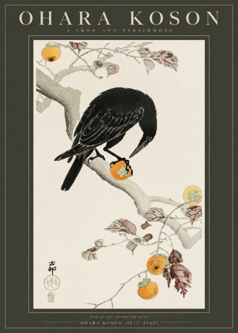 Ohara Koson A Crow and Persimmons No2 - Poster