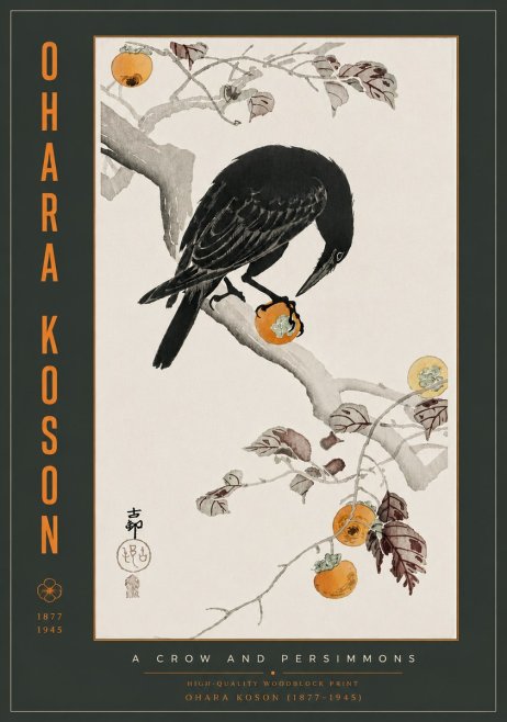 Ohara Koson A Crow and Persimmons No6 - Poster