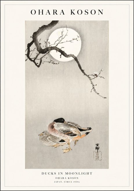 Ohara Koson Ducks in Moonlight No1 - Poster