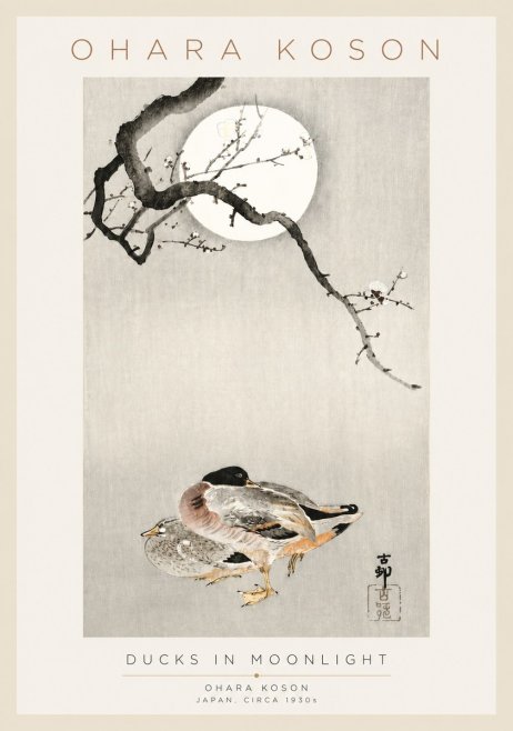 Ohara Koson Ducks in Moonlight No3 - Poster